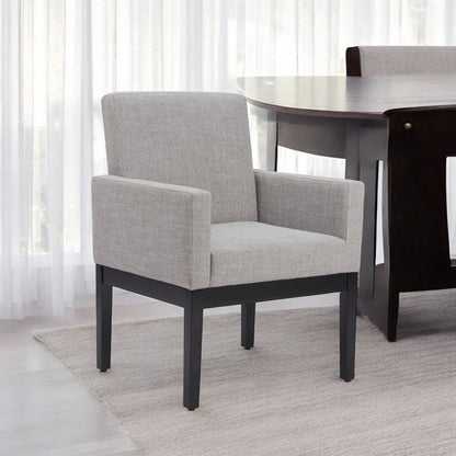Gray and Black Upholstered Fabric Dining Arm Chair
