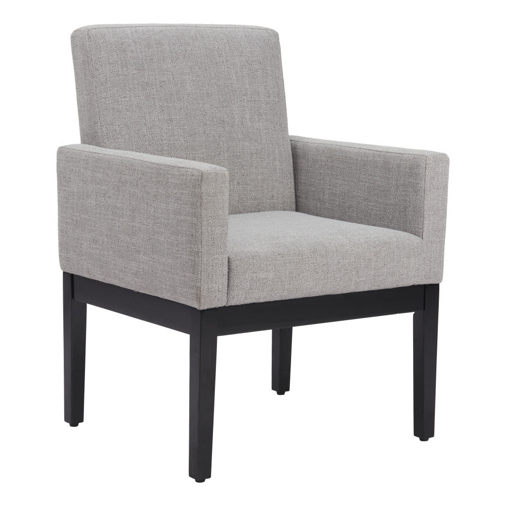 Gray and Black Upholstered Fabric Dining Arm Chair