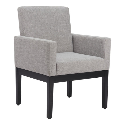 Gray and Black Upholstered Fabric Dining Arm Chair