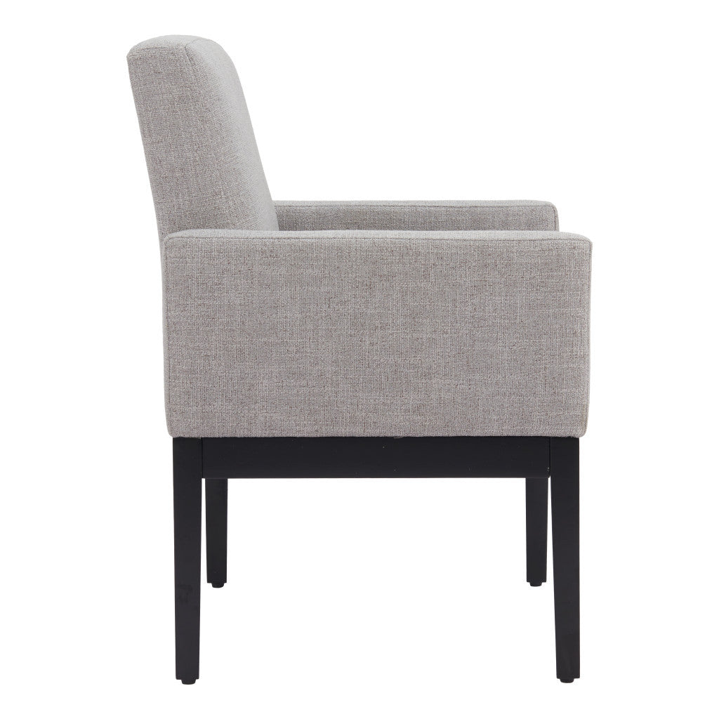 Gray and Black Upholstered Fabric Dining Arm Chair