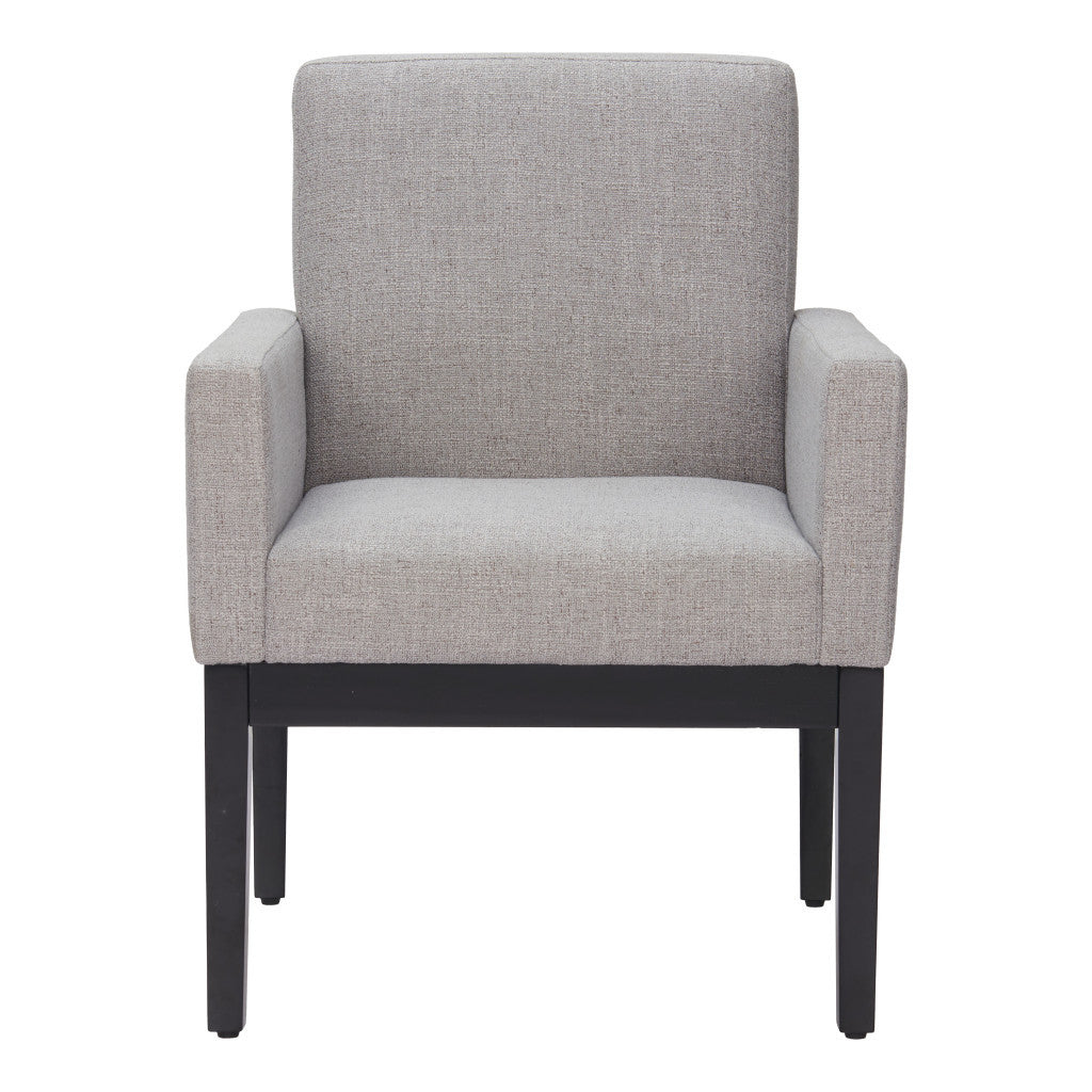Gray and Black Upholstered Fabric Dining Arm Chair