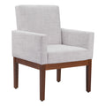 Ivory and Brown Upholstered Fabric Dining Arm Chair