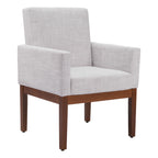 Ivory and Brown Upholstered Fabric Dining Arm Chair