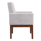 Ivory and Brown Upholstered Fabric Dining Arm Chair