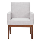 Ivory and Brown Upholstered Fabric Dining Arm Chair
