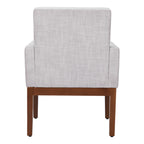 Ivory and Brown Upholstered Fabric Dining Arm Chair