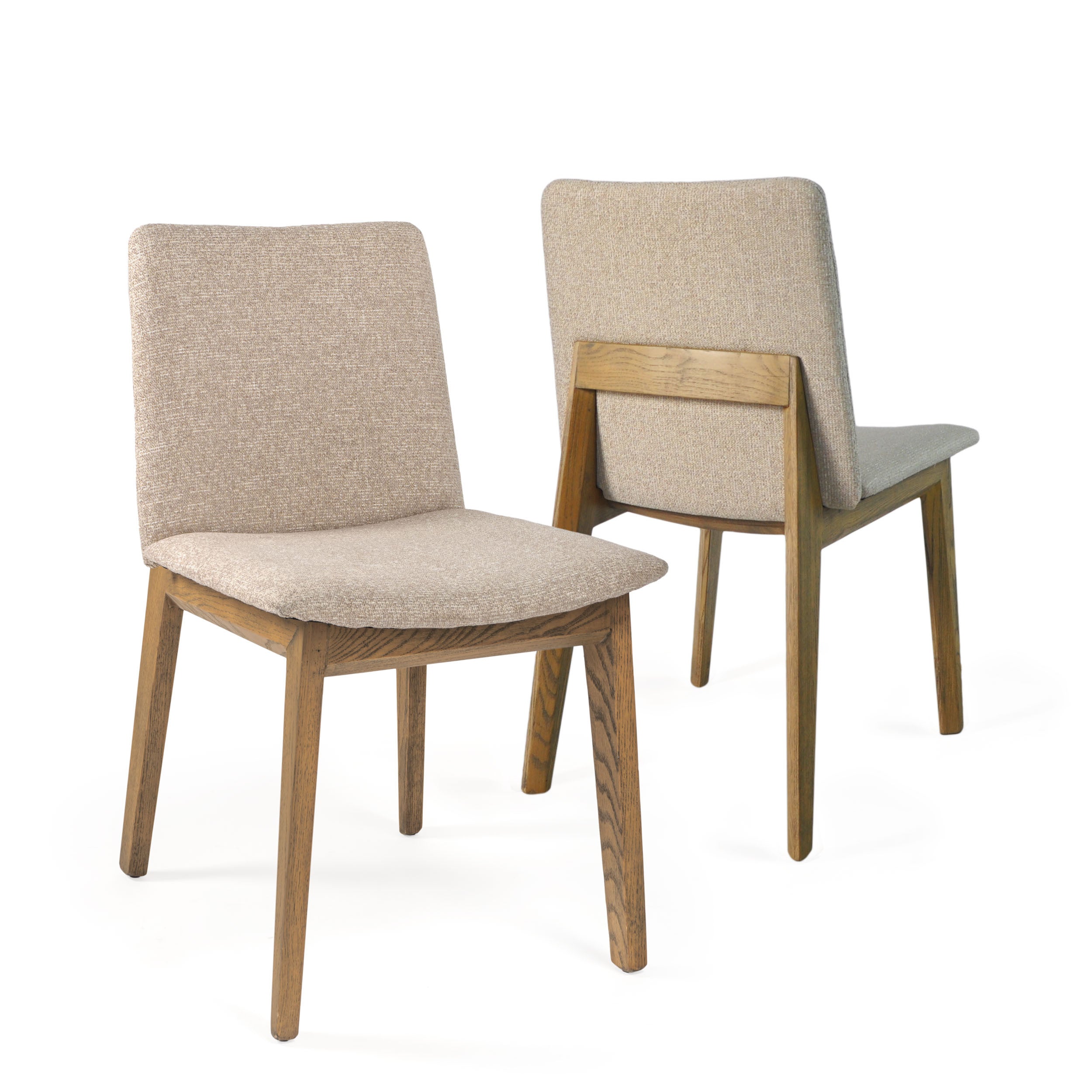 Set of Two White And Brown Upholstered Fabric Open Back Dining Side Chairs