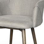 Gray And Brown Upholstered Fabric Dining Arm Chair