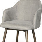 Gray And Brown Upholstered Fabric Dining Arm Chair