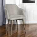 Gray And Brown Upholstered Fabric Dining Arm Chair