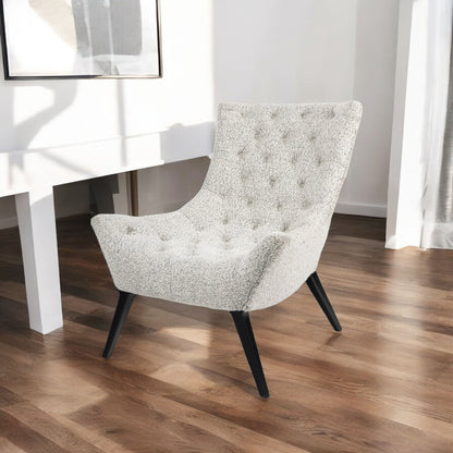 32" Gray and Black Tufted Boucle Lounge Chair