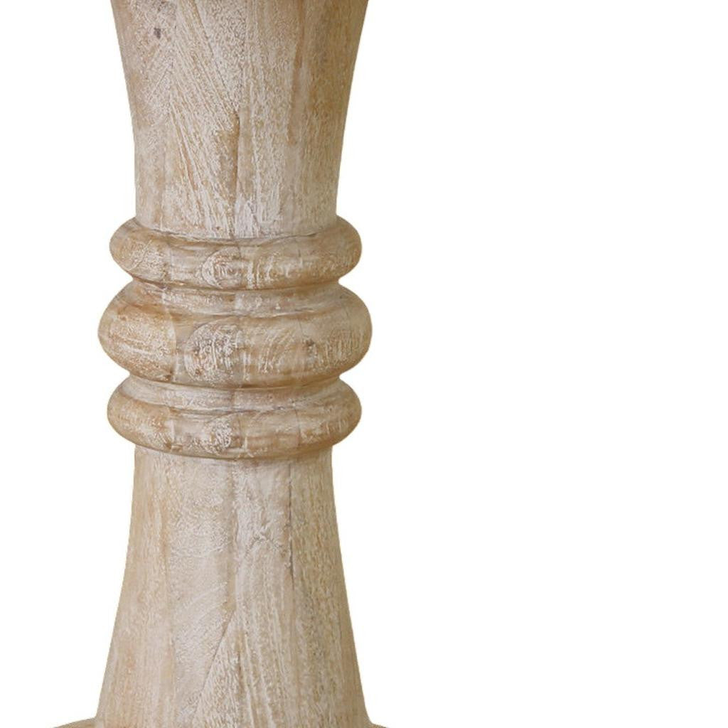28" Brown Solid Wood Round Pedestal End Table