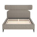 Brown Solid Wood And Upholstery Queen Bed Frame