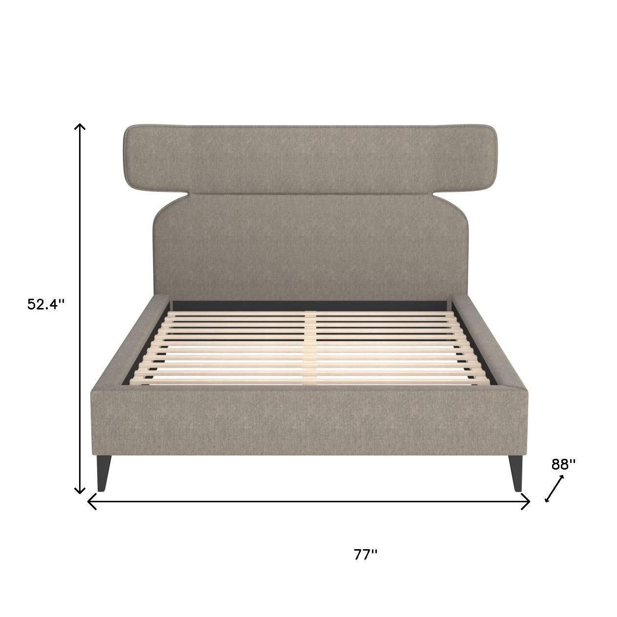 Brown Solid Wood And Upholstery Queen Bed Frame