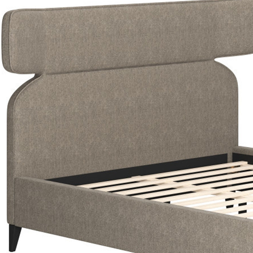 Brown Solid Wood And Upholstery Queen Bed Frame