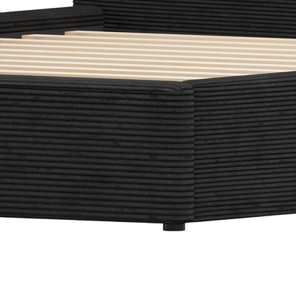 Black Ribbed Texture Velvet Upholstered King Bed Frame