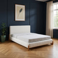 Ivory Solid Wood And Boucle Queen Bed Frame