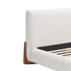 Ivory Solid Wood And Boucle Queen Bed Frame