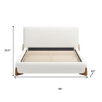 Ivory Solid Wood And Boucle Queen Bed Frame