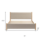 Natural and Beige Wood And Upholstery King Bed Frame