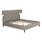 Brown Solid Wood And Upholstery King Bed Frame