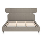 Brown Solid Wood And Upholstery King Bed Frame