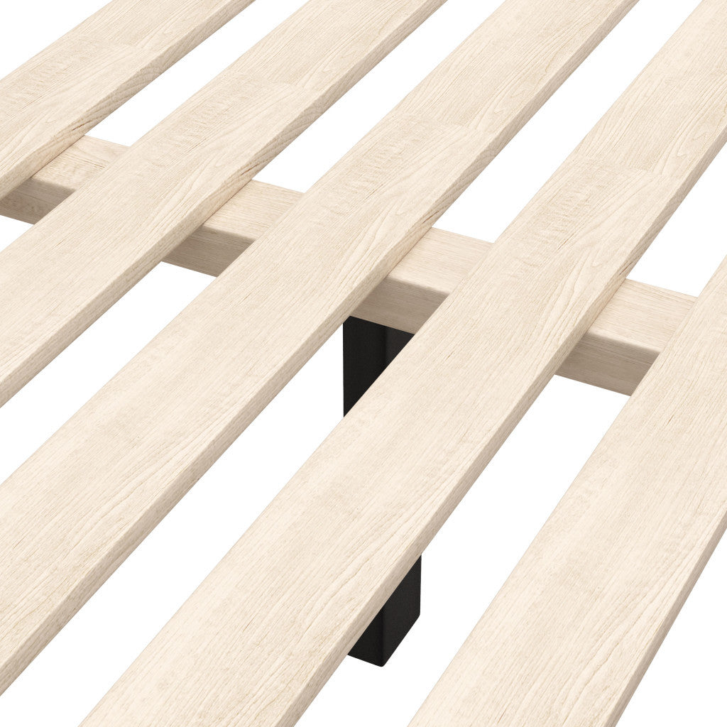 Brown Solid Wood And Upholstery King Bed Frame