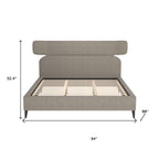 Brown Solid Wood And Upholstery King Bed Frame