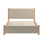 Beige Wood And Upholstery Queen Bed Frame