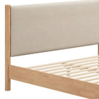 Beige Wood And Upholstery Queen Bed Frame