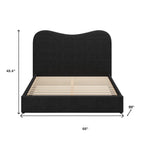 Black Ribbed Texture Velvet Upholstered Queen Bed Frame