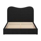 Black Ribbed Texture Velvet Upholstered Queen Bed Frame