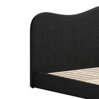 Black Ribbed Texture Velvet Upholstered Queen Bed Frame