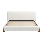 Ivory Solid Wood And Boucle King Bed Frame