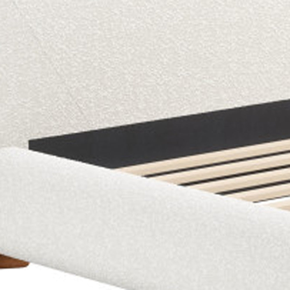 Ivory Solid Wood And Boucle King Bed Frame