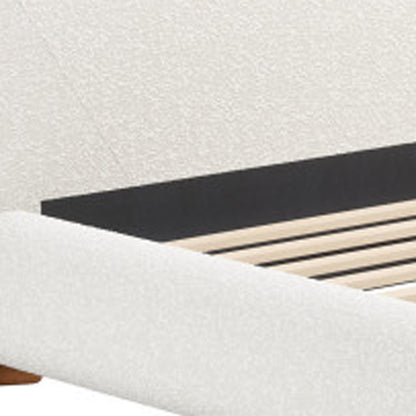 Ivory Solid Wood And Boucle King Bed Frame