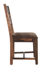 Six Piece Dark Brown and Black Solid Wood Dining Set with Four Chairs