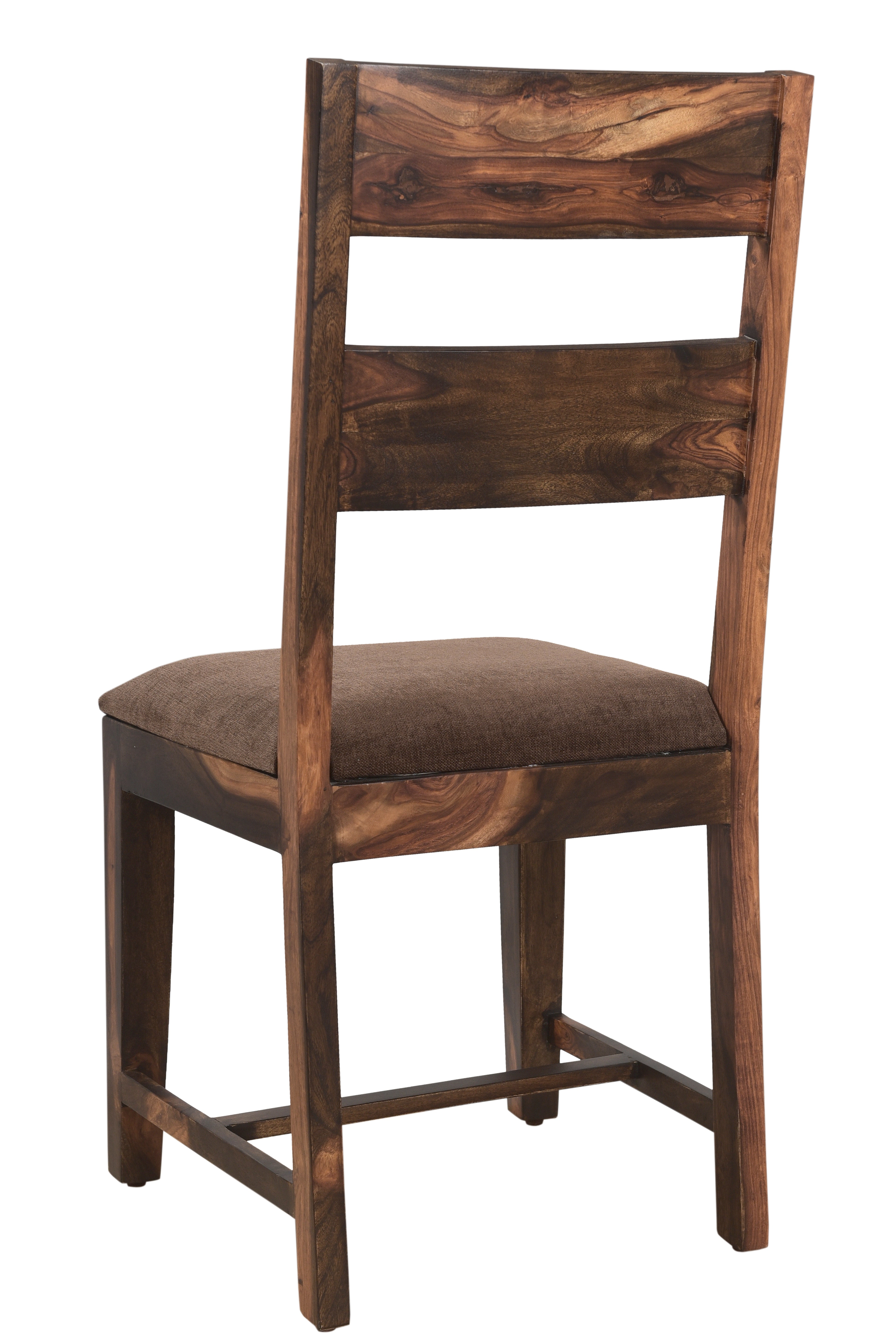 Six Piece Dark Brown and Black Solid Wood Dining Set with Four Chairs