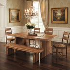 Six Piece Brown Solid Wood Dining Set with Four Chairs