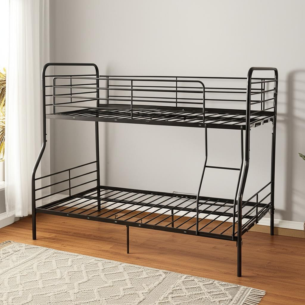 Black Full XL Over Queen Contemporary Metal Bunk Bed