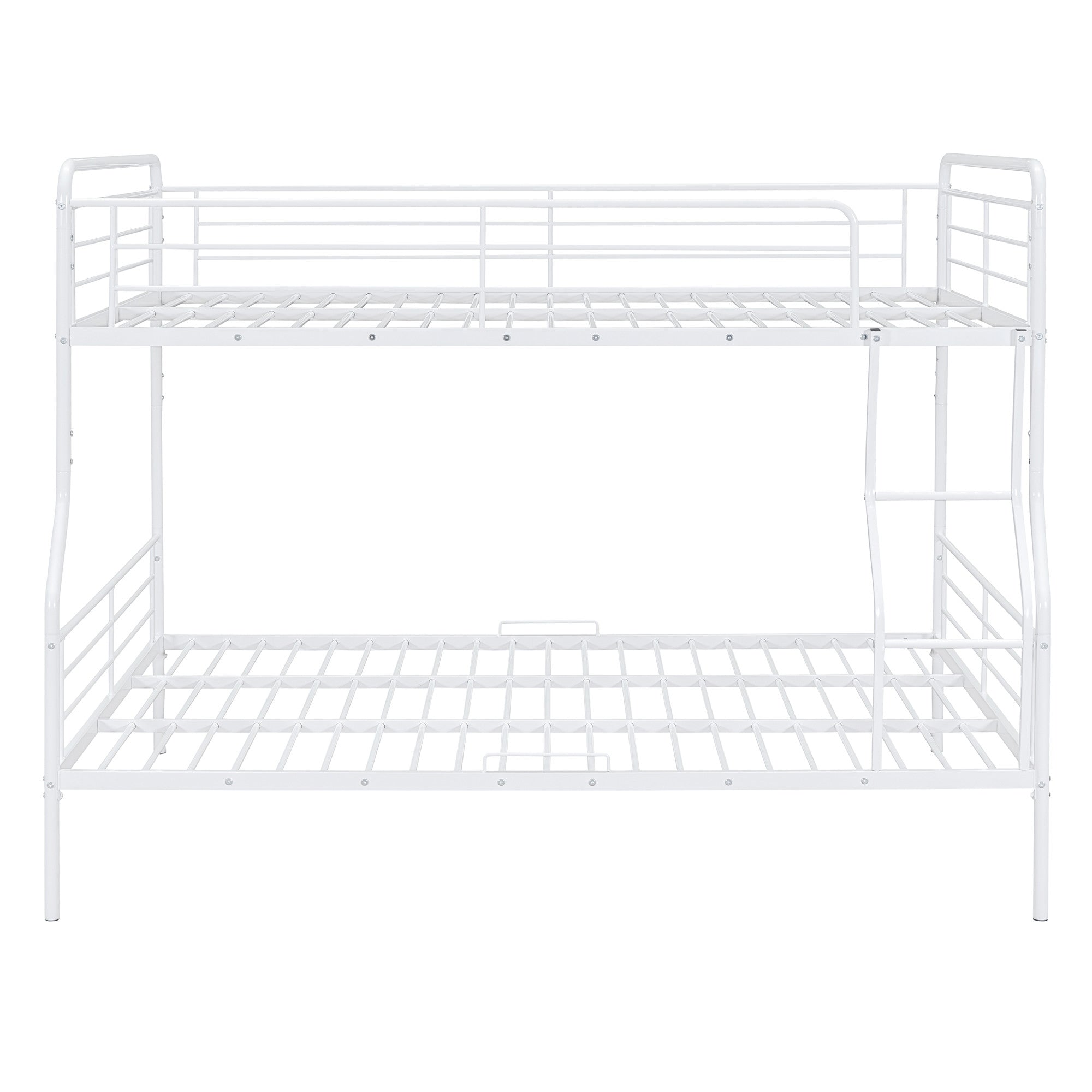 White Full XL Over Queen Contemporary Metal Bunk Bed