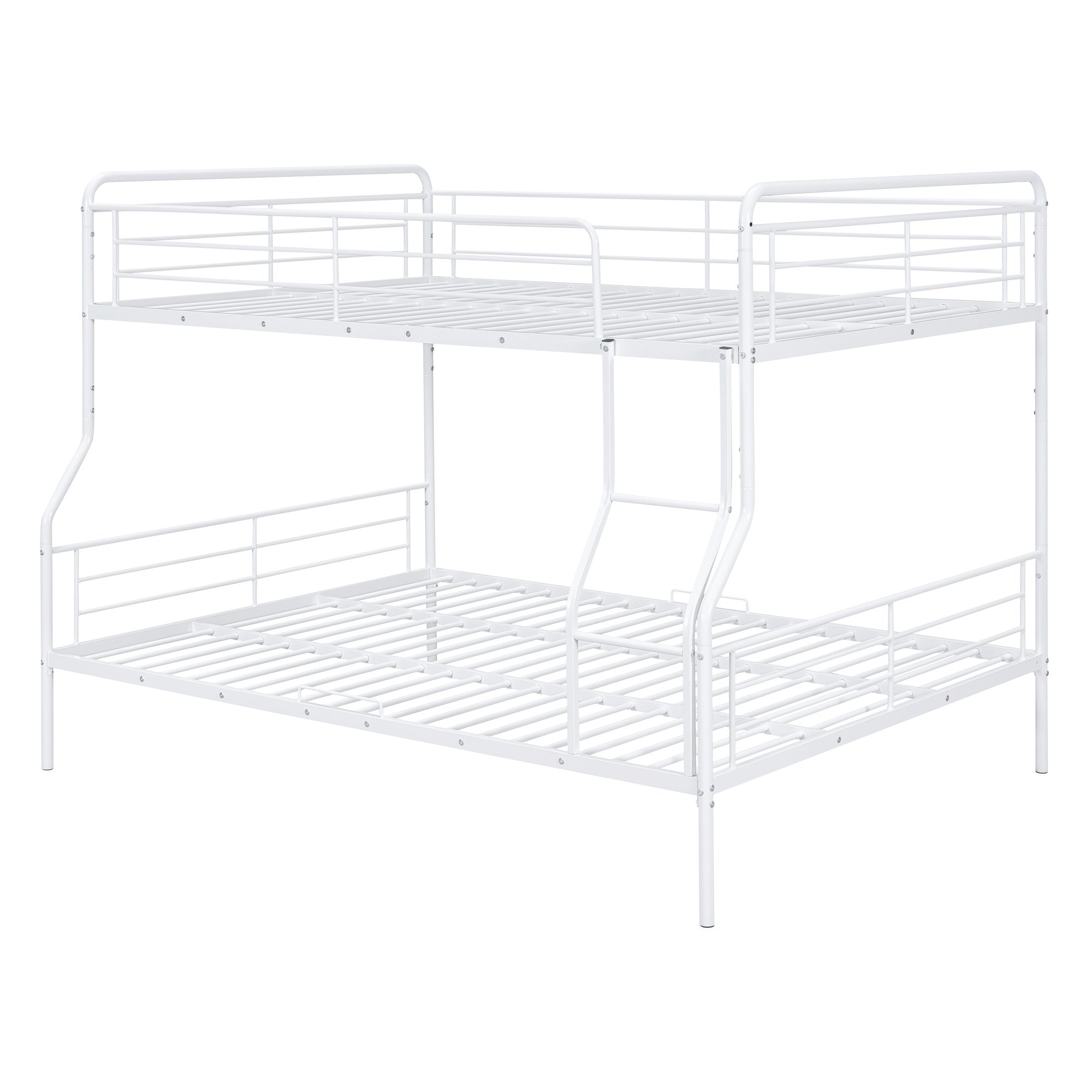White Full XL Over Queen Contemporary Metal Bunk Bed