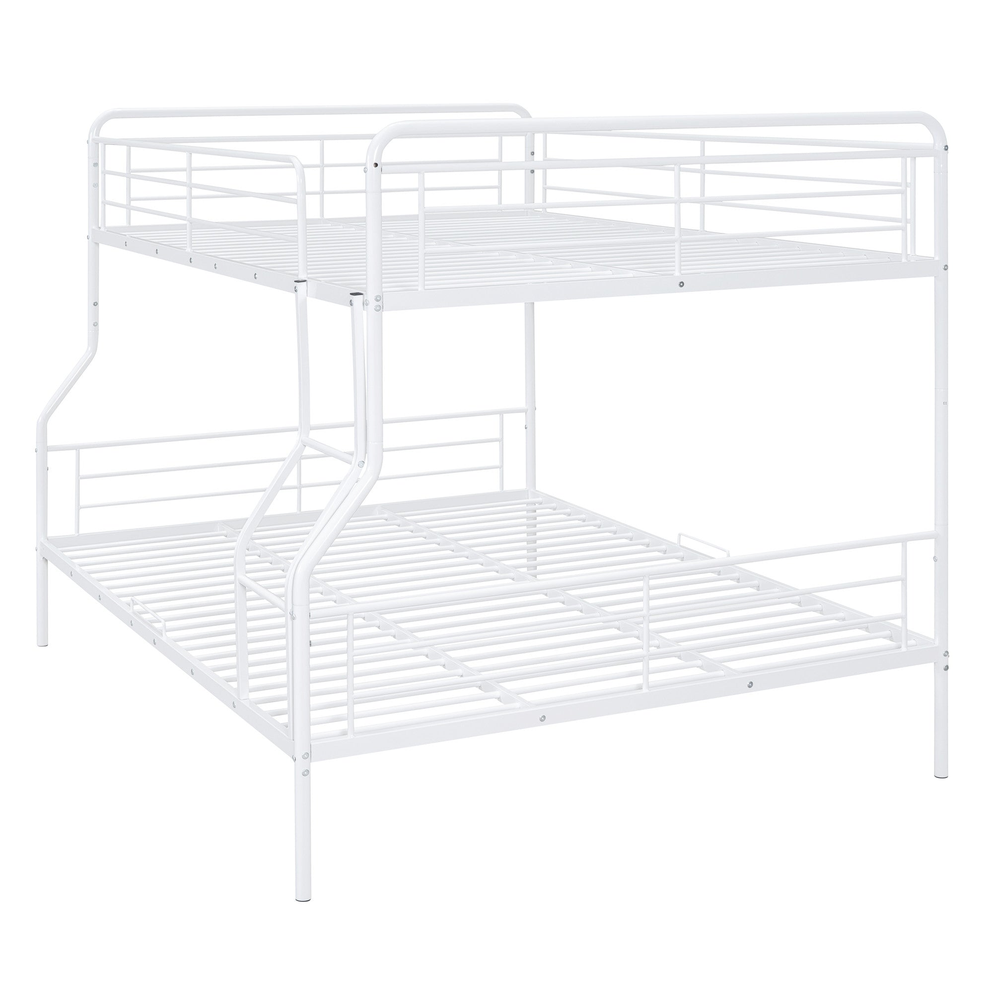 White Full XL Over Queen Contemporary Metal Bunk Bed