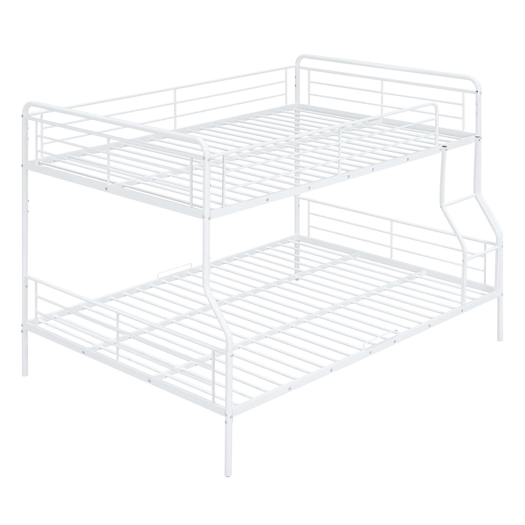 White Full XL Over Queen Contemporary Metal Bunk Bed