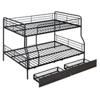 Black Full Over Queen Contemporary Metal Bunk Bed With Drawers