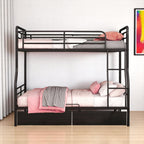 Black Full Over Queen Contemporary Metal Bunk Bed With Drawers