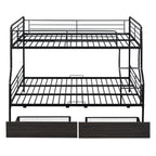 Black Full Over Queen Contemporary Metal Bunk Bed With Drawers
