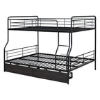Black Full Over Queen Contemporary Metal Bunk Bed With Drawers