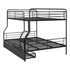 Black Full Over Queen Contemporary Metal Bunk Bed With Drawers