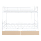 White Full Over Queen Contemporary Metal Bunk Bed With Drawers